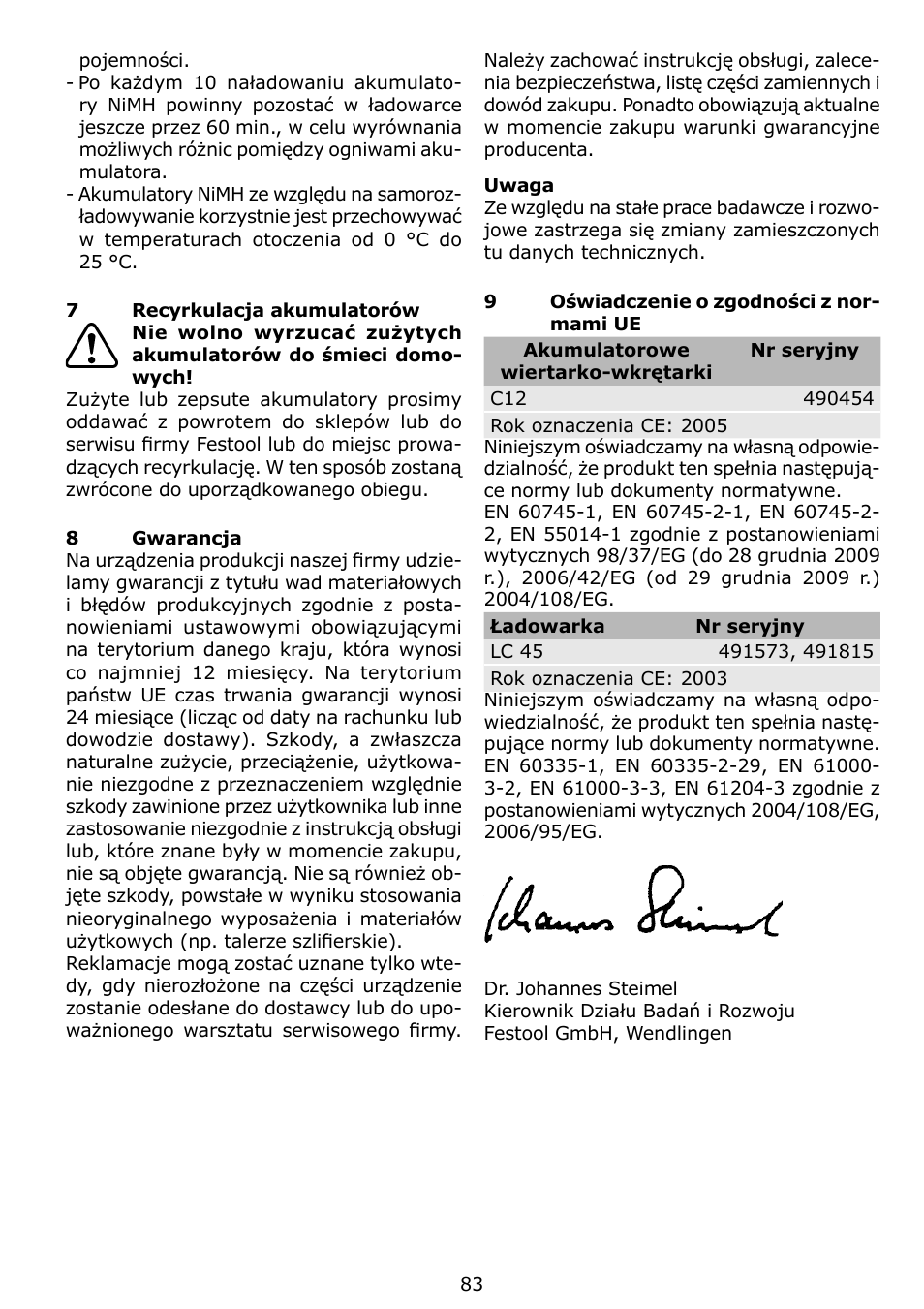 Festool C 12 User Manual | Page 83 / 86
