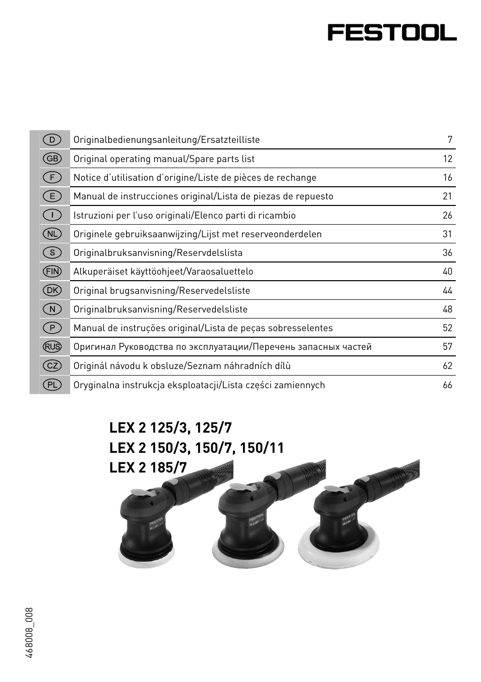 Festool LEX 2 185-7 User Manual | 70 pages