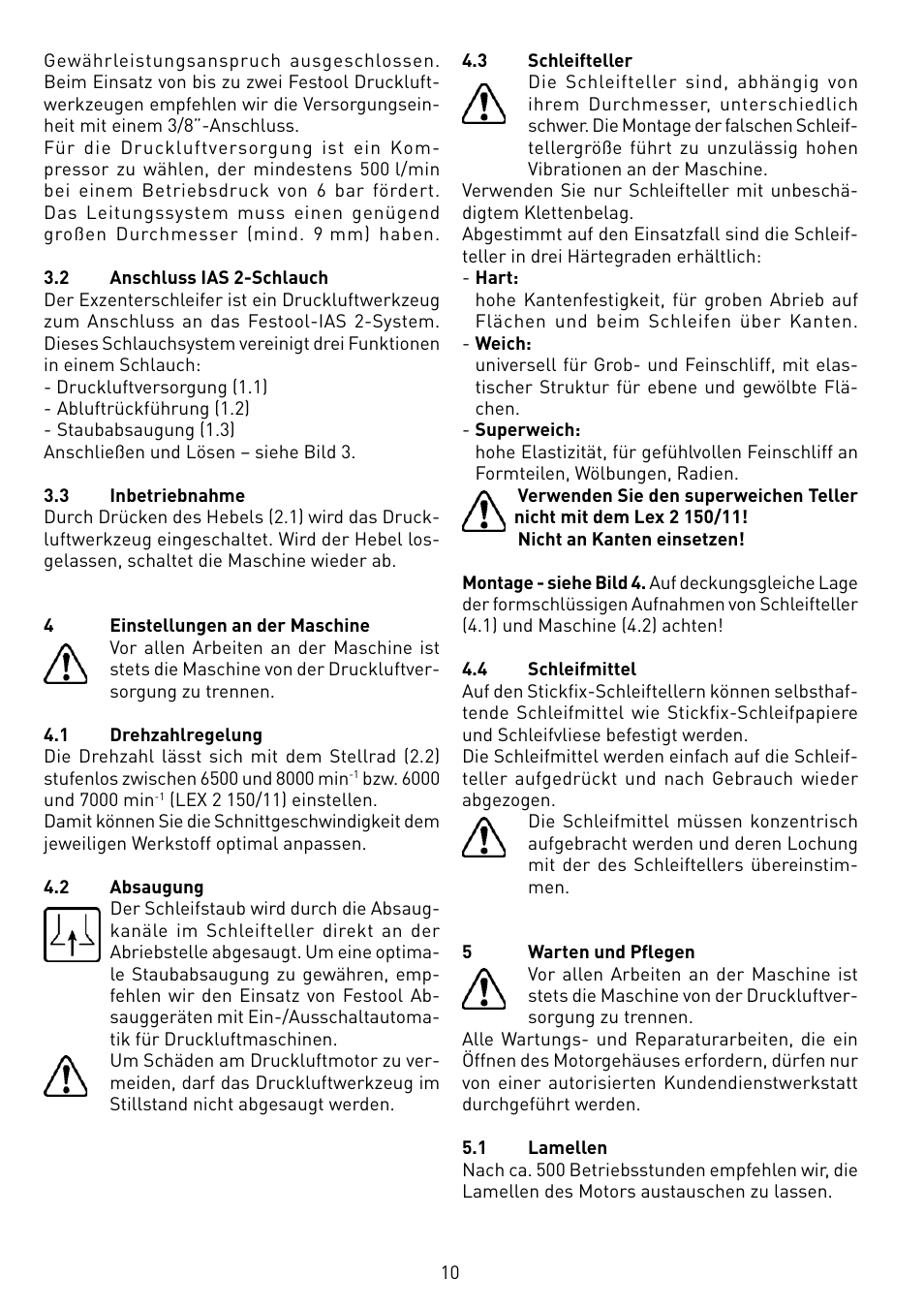 Festool LEX 2 185-7 User Manual | Page 10 / 70