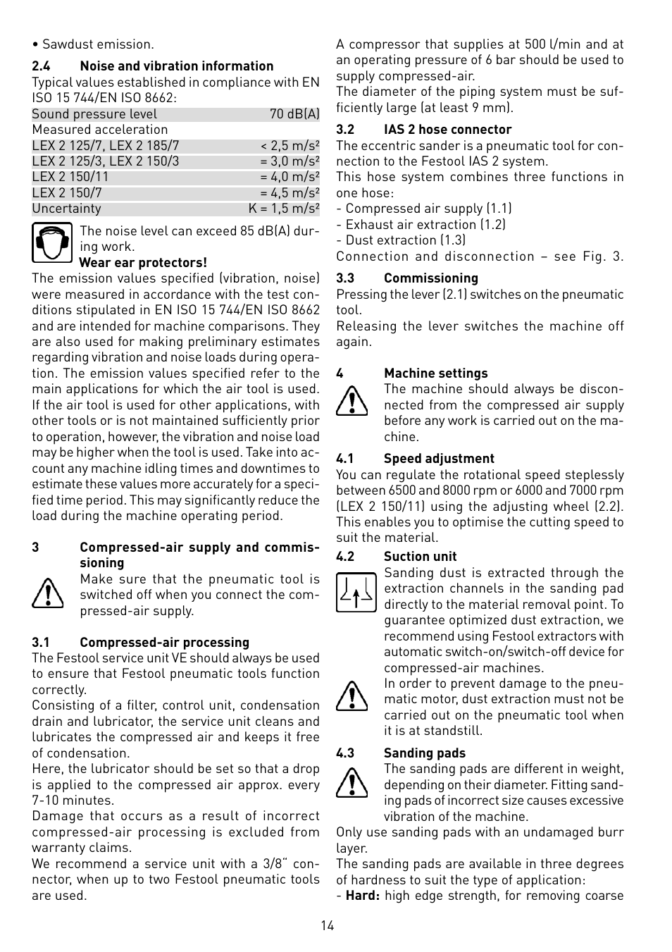 Festool LEX 2 185-7 User Manual | Page 14 / 70