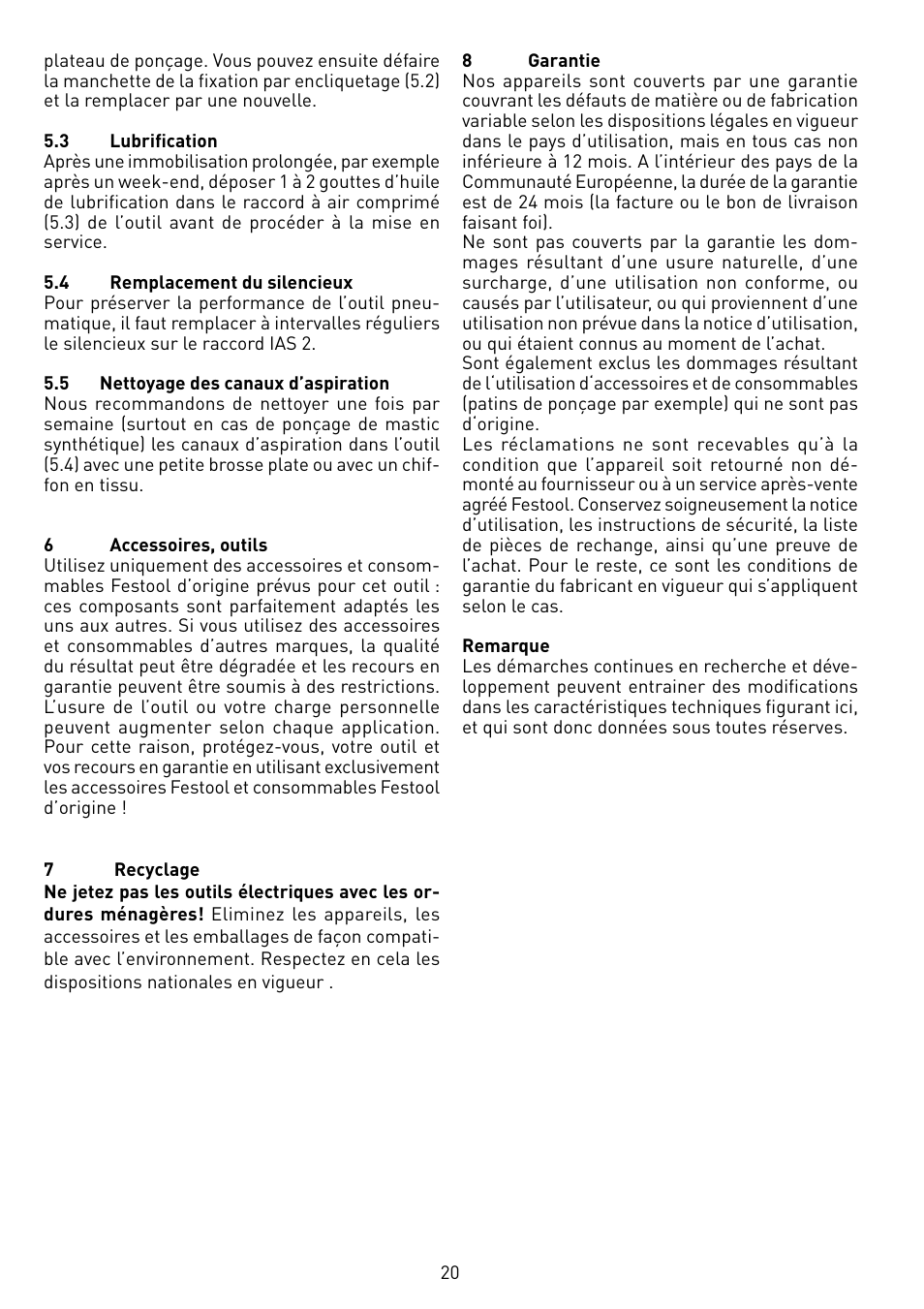 Festool LEX 2 185-7 User Manual | Page 20 / 70