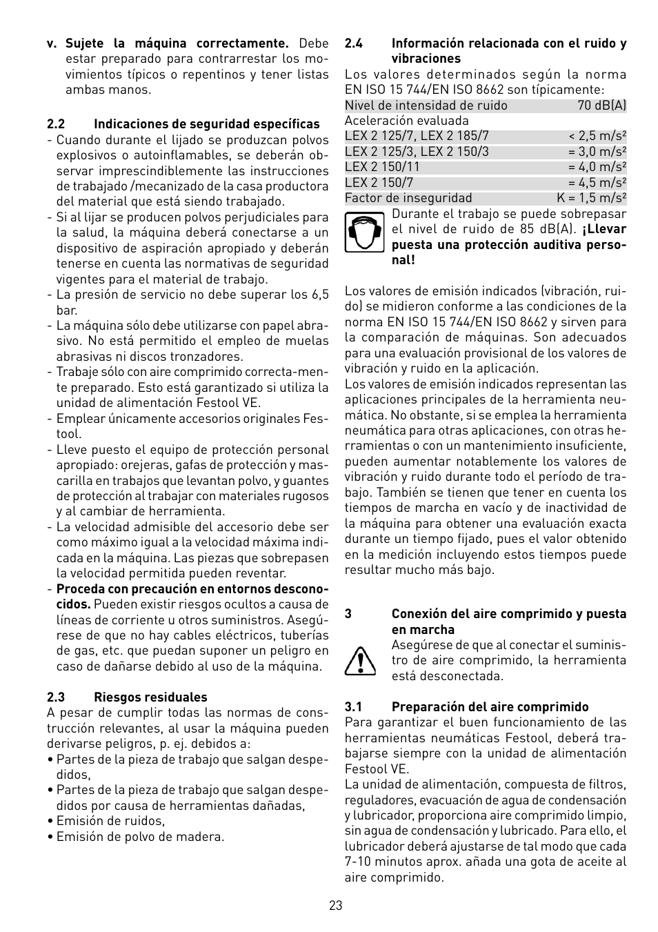 Festool LEX 2 185-7 User Manual | Page 23 / 70