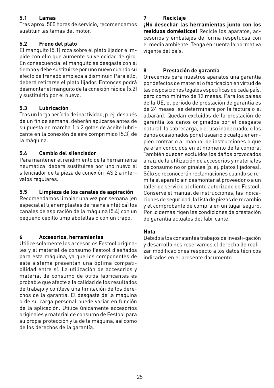 Festool LEX 2 185-7 User Manual | Page 25 / 70