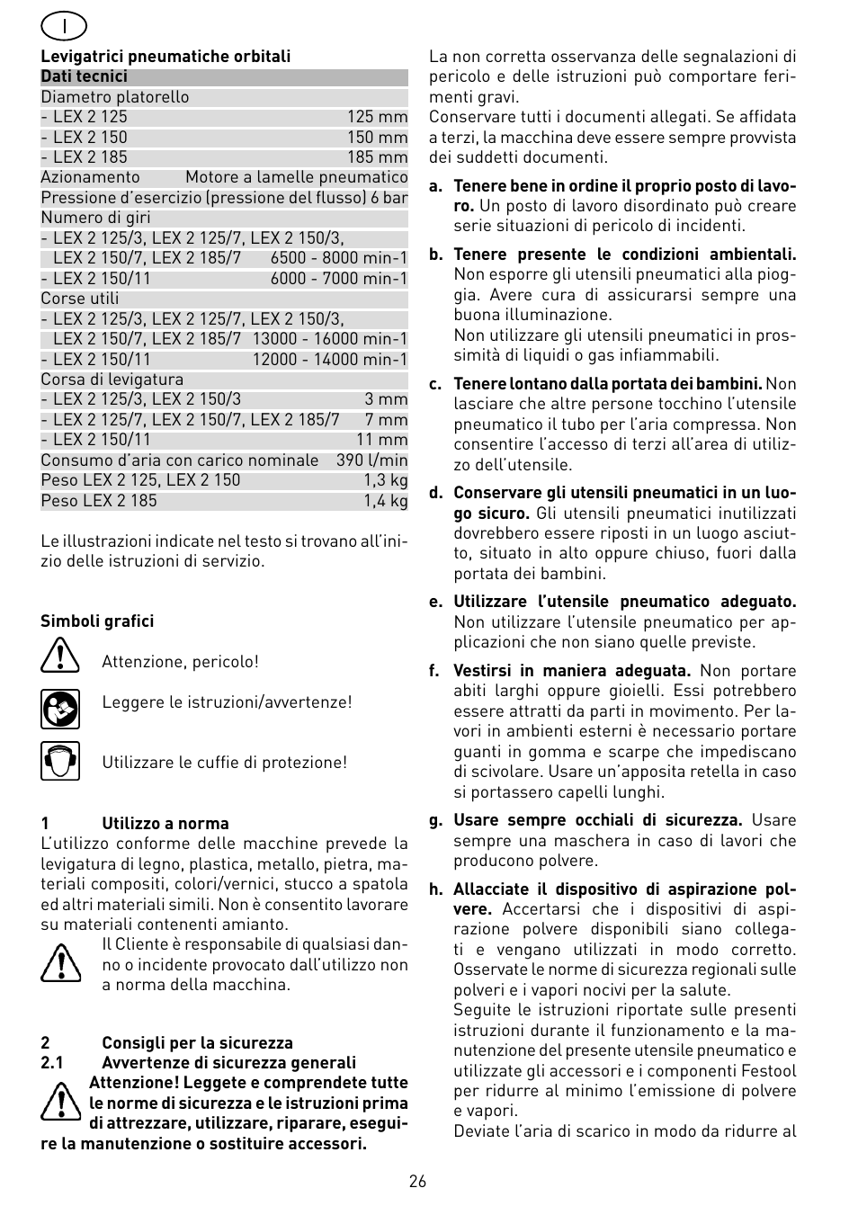 Festool LEX 2 185-7 User Manual | Page 26 / 70