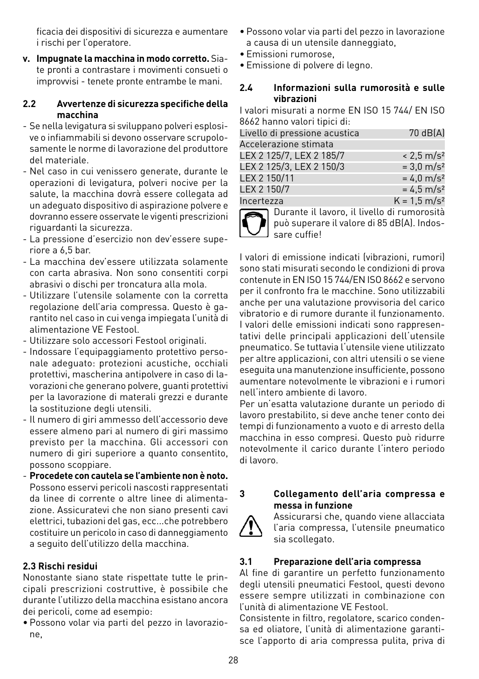 Festool LEX 2 185-7 User Manual | Page 28 / 70