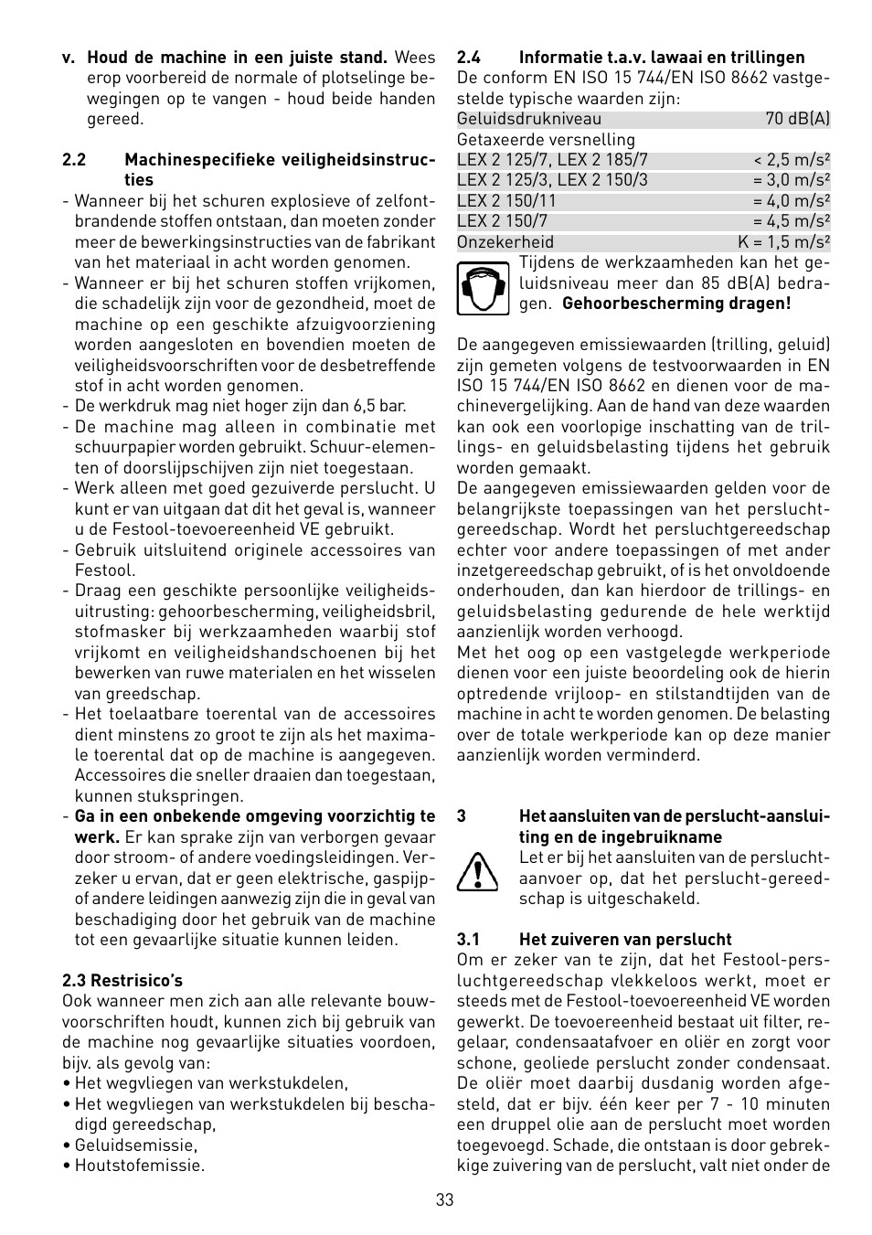 Festool LEX 2 185-7 User Manual | Page 33 / 70