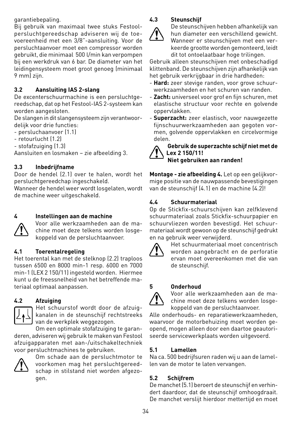 Festool LEX 2 185-7 User Manual | Page 34 / 70