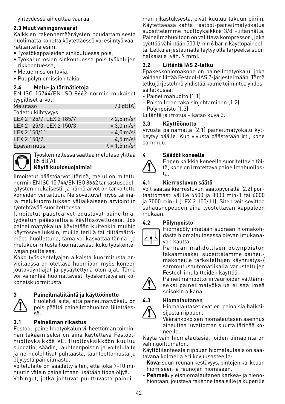 Festool LEX 2 185-7 User Manual | Page 42 / 70