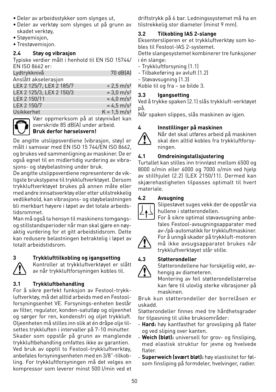 Festool LEX 2 185-7 User Manual | Page 50 / 70