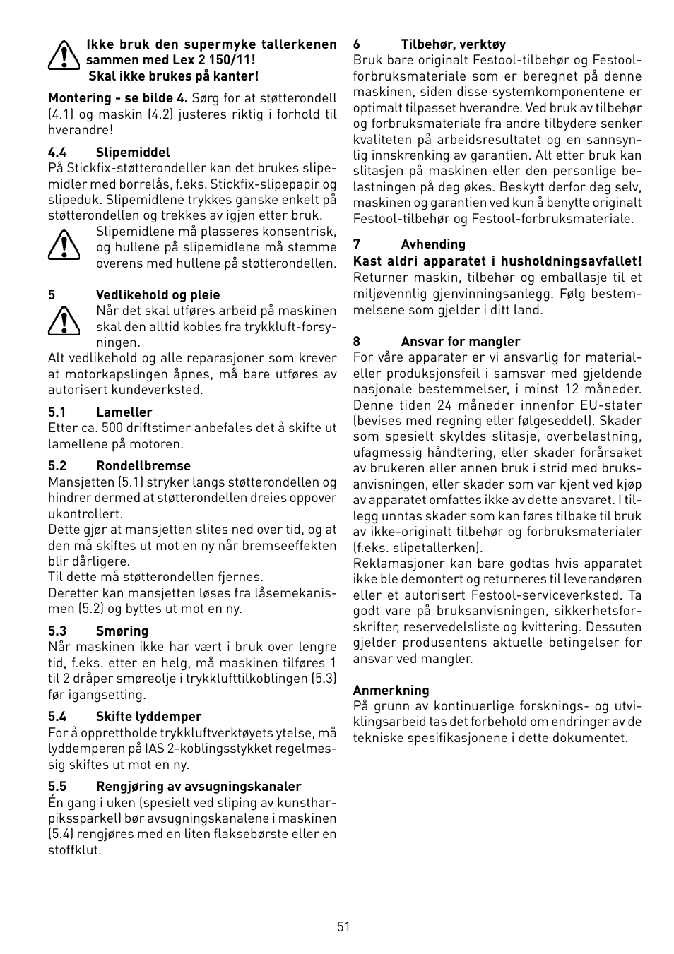 Festool LEX 2 185-7 User Manual | Page 51 / 70