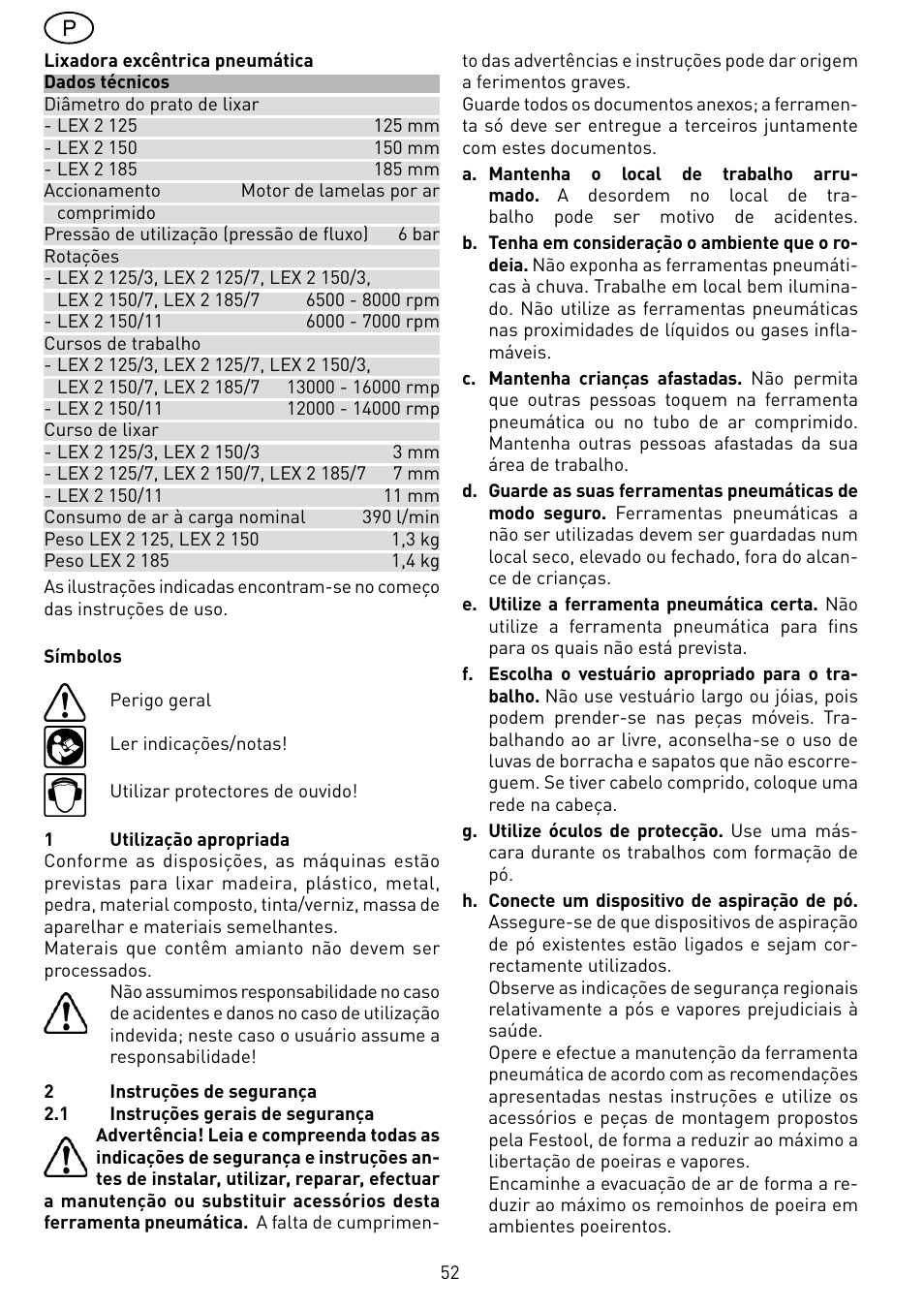 Festool LEX 2 185-7 User Manual | Page 52 / 70