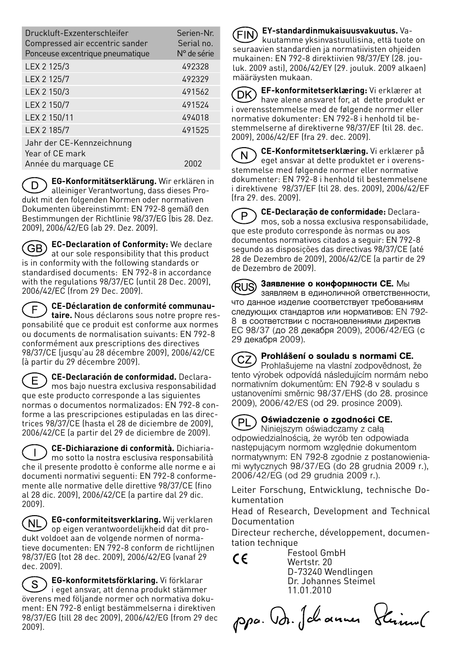 Festool LEX 2 185-7 User Manual | Page 6 / 70