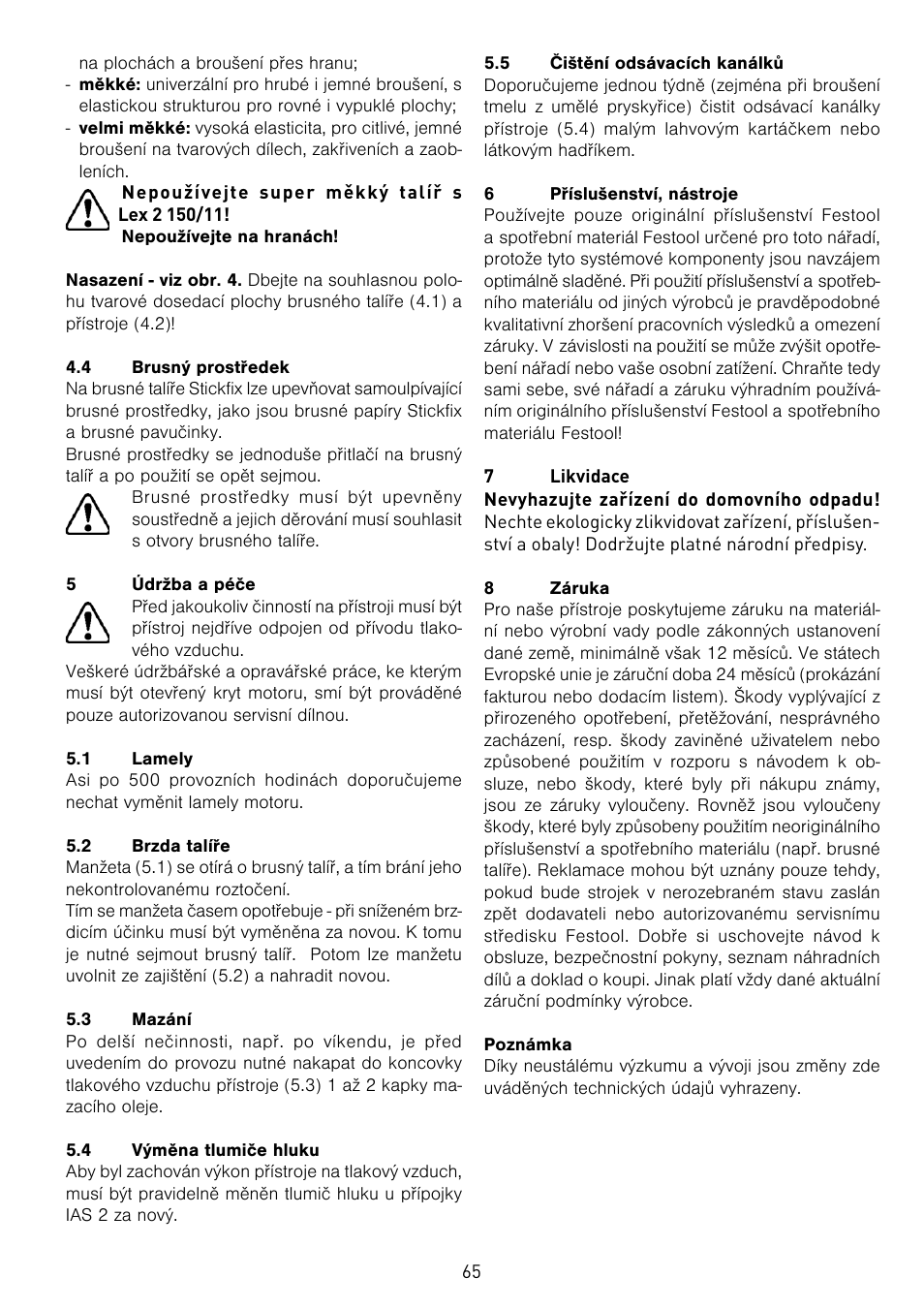 Festool LEX 2 185-7 User Manual | Page 65 / 70