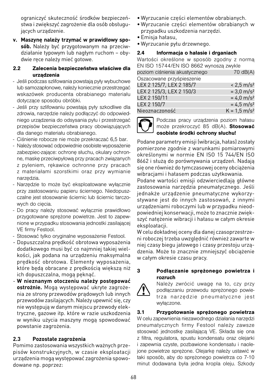 Festool LEX 2 185-7 User Manual | Page 68 / 70