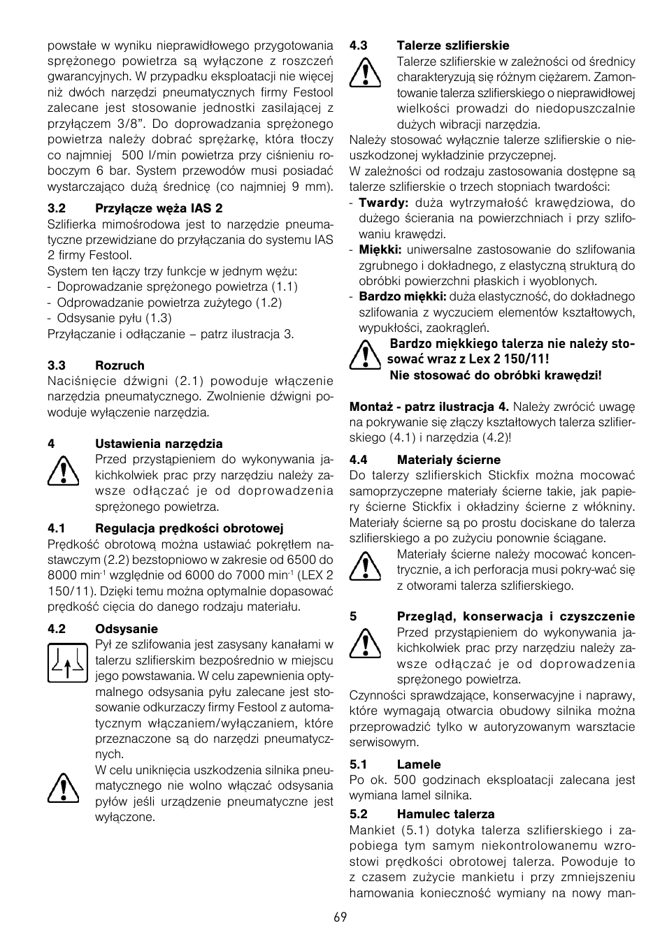Festool LEX 2 185-7 User Manual | Page 69 / 70