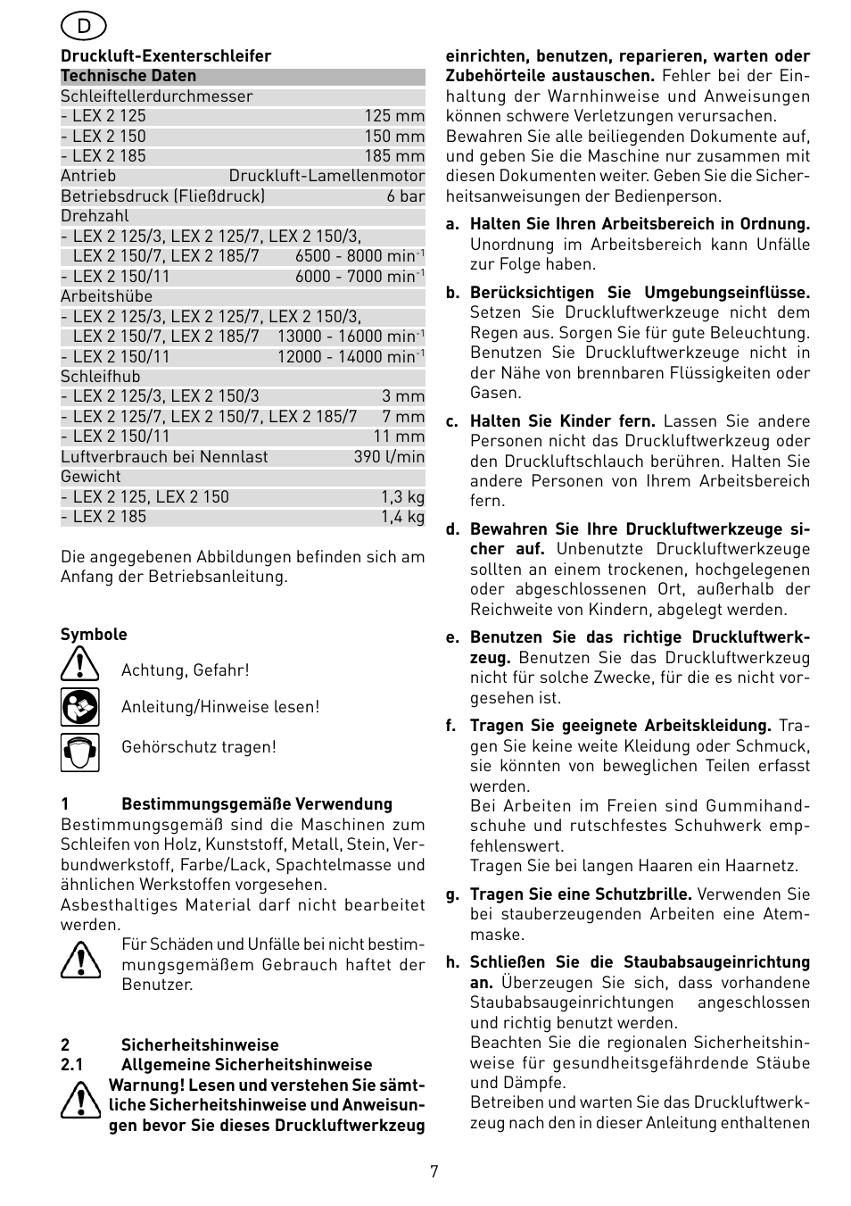Festool LEX 2 185-7 User Manual | Page 7 / 70