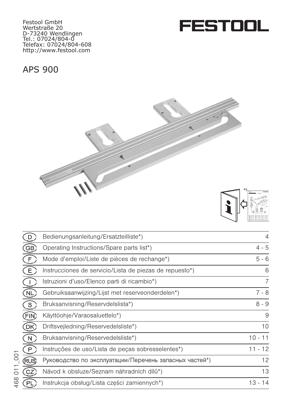 Festool APS 900 accessories User Manual | 14 pages