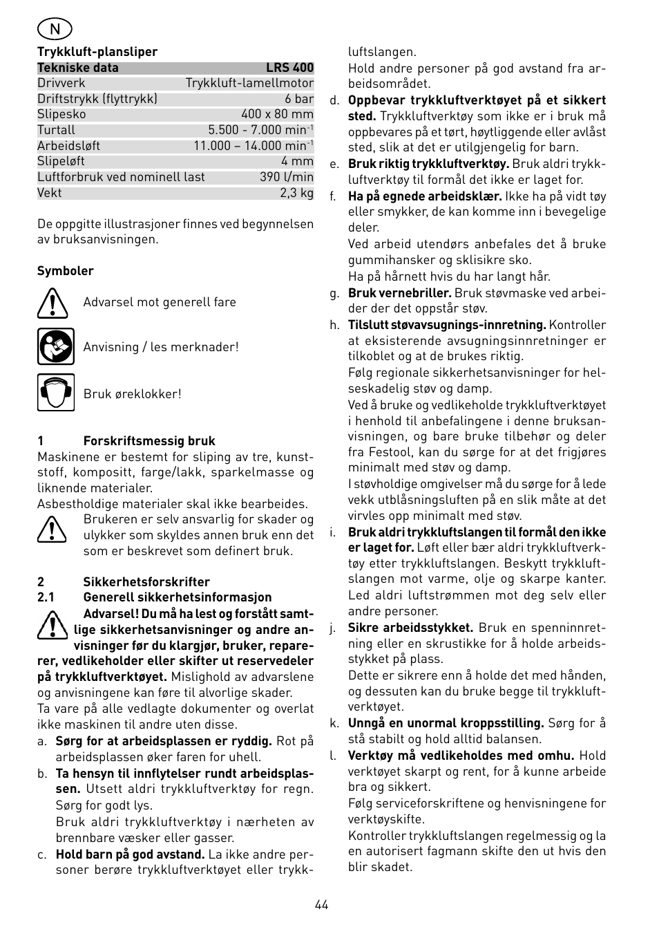 Festool LRS 400 User Manual | Page 44 / 70