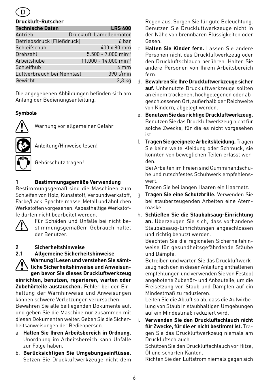 Festool LRS 400 User Manual | Page 6 / 70
