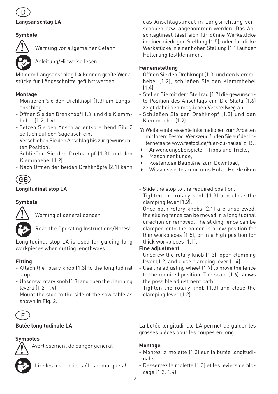 Festool CS 50 la accessories PRECISIO User Manual | Page 4 / 14