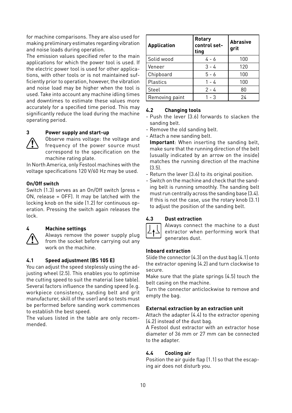 Festool BS 105 E User Manual | Page 11 / 63
