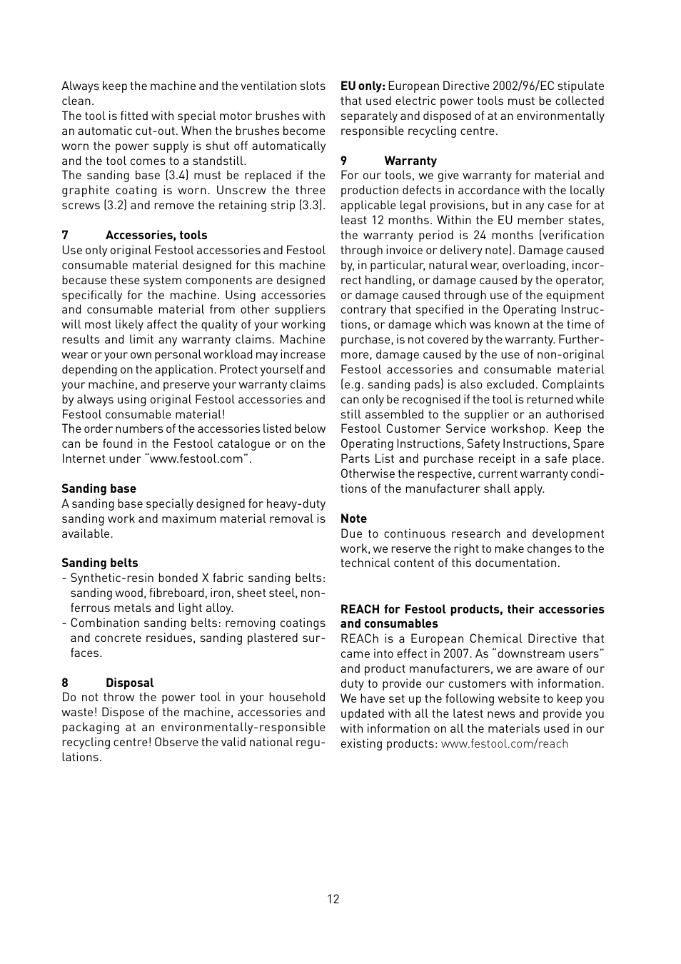 Festool BS 105 E User Manual | Page 13 / 63