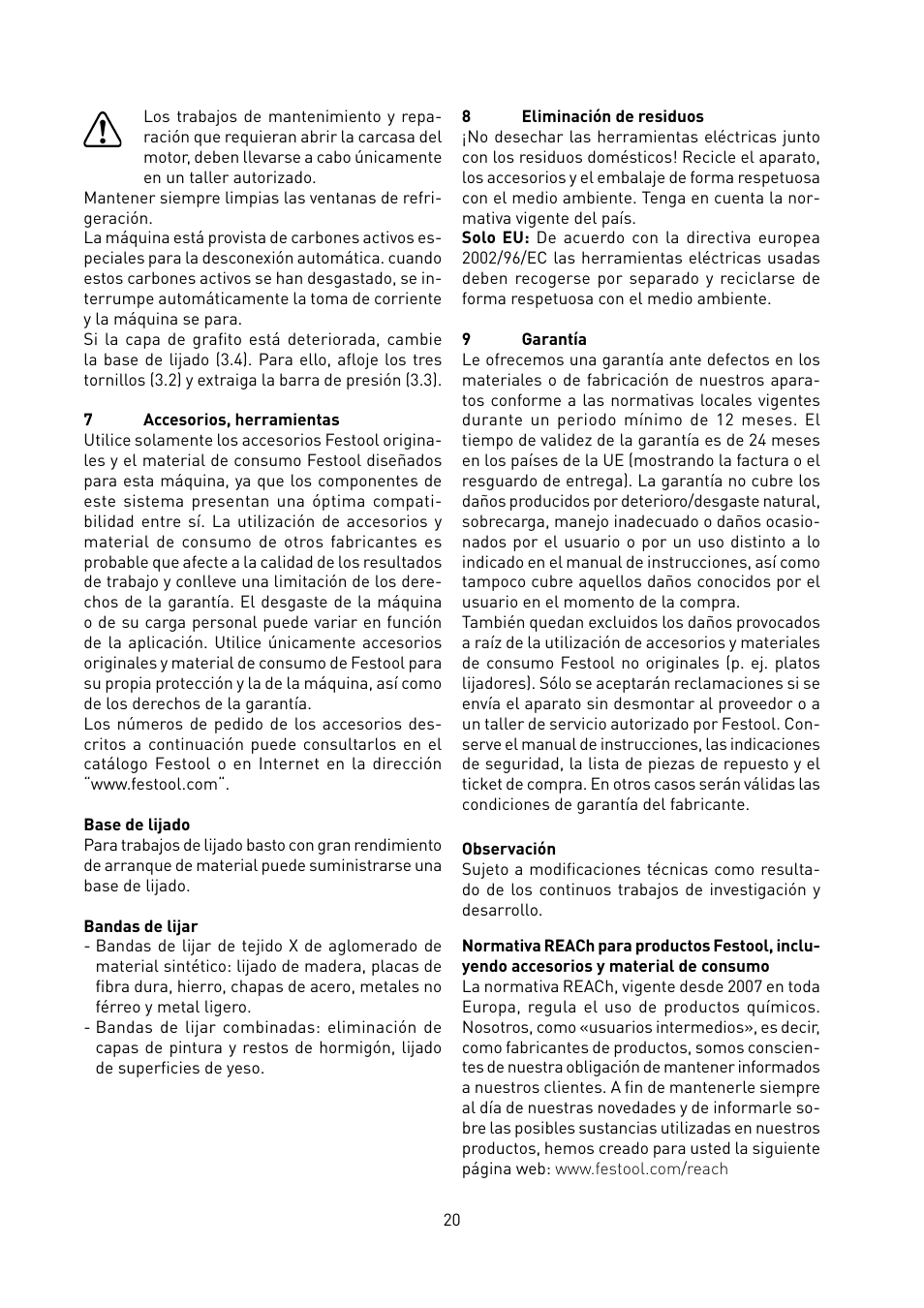 Festool BS 105 E User Manual | Page 21 / 63