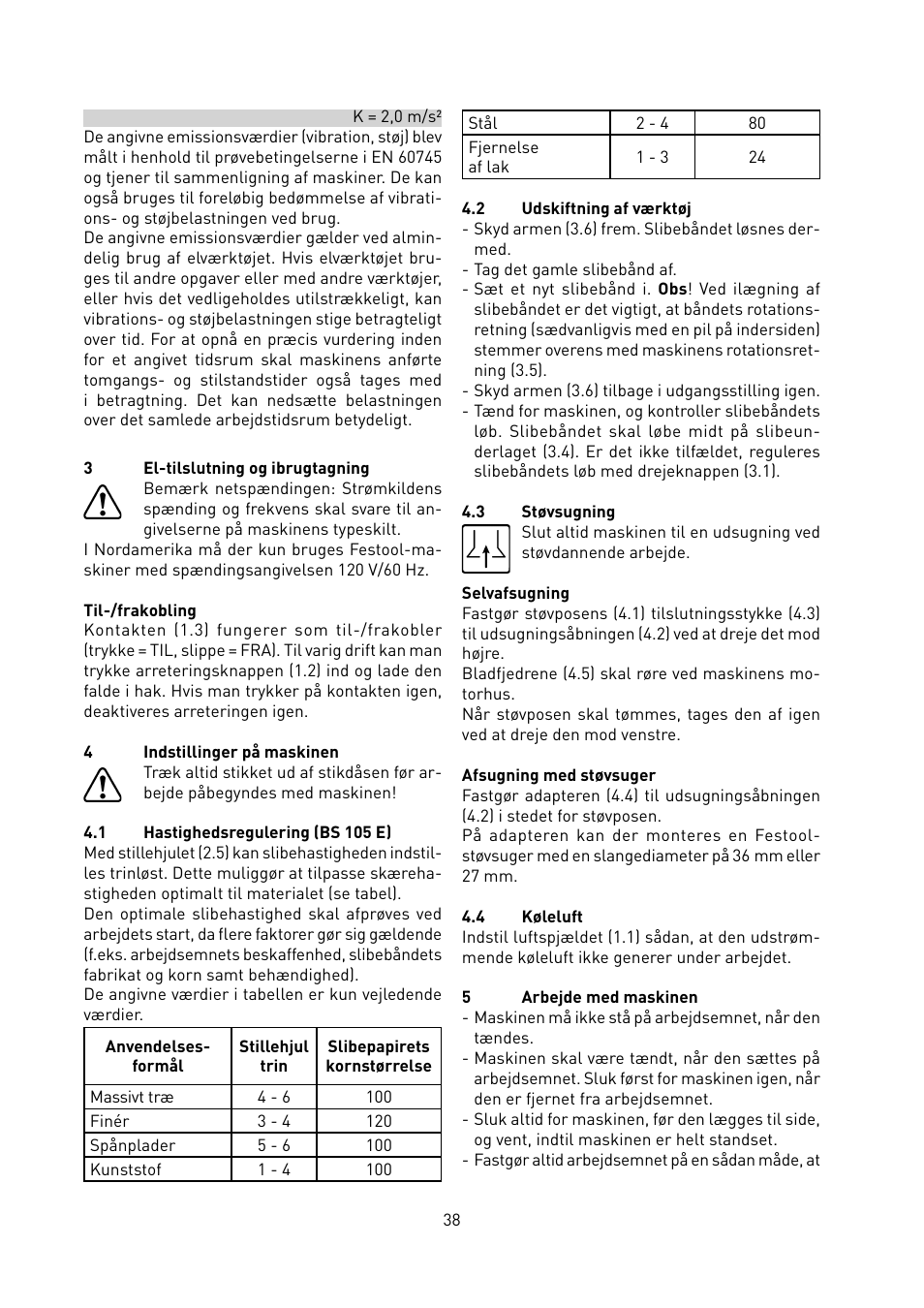 Festool BS 105 E User Manual | Page 39 / 63