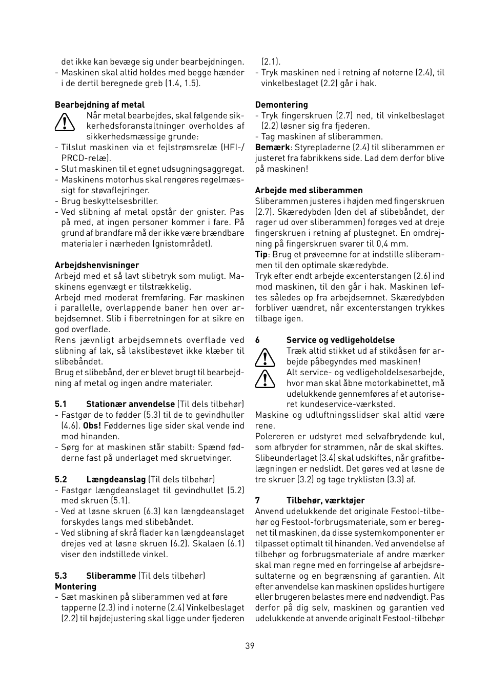 Festool BS 105 E User Manual | Page 40 / 63