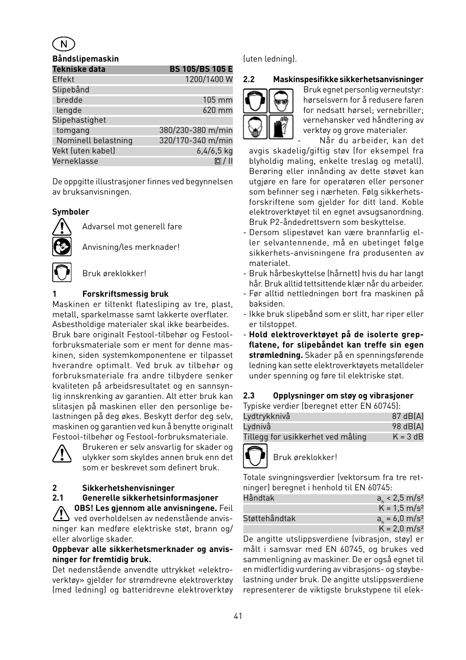 Festool BS 105 E User Manual | Page 42 / 63