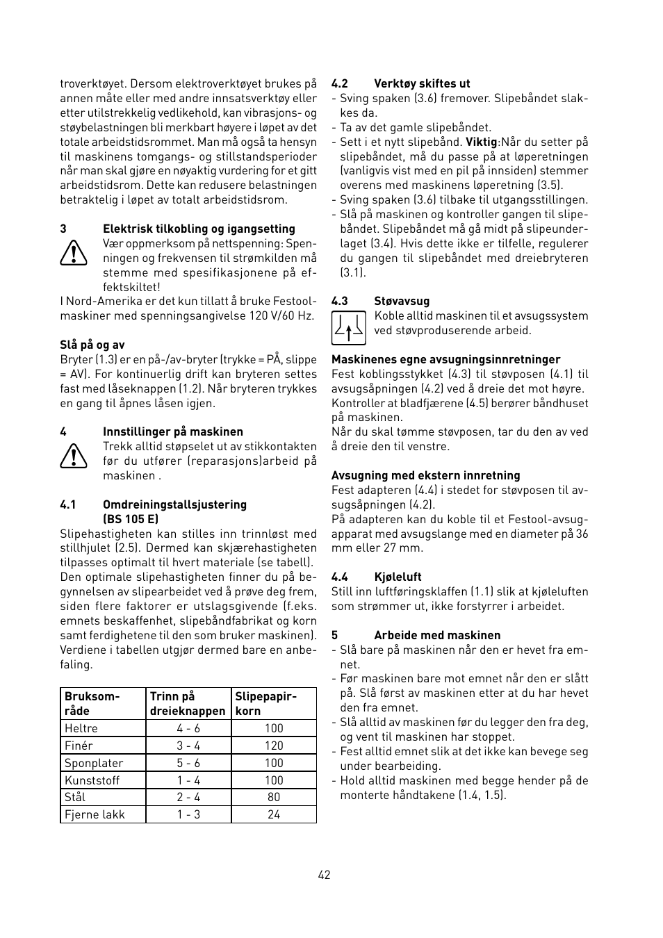 Festool BS 105 E User Manual | Page 43 / 63