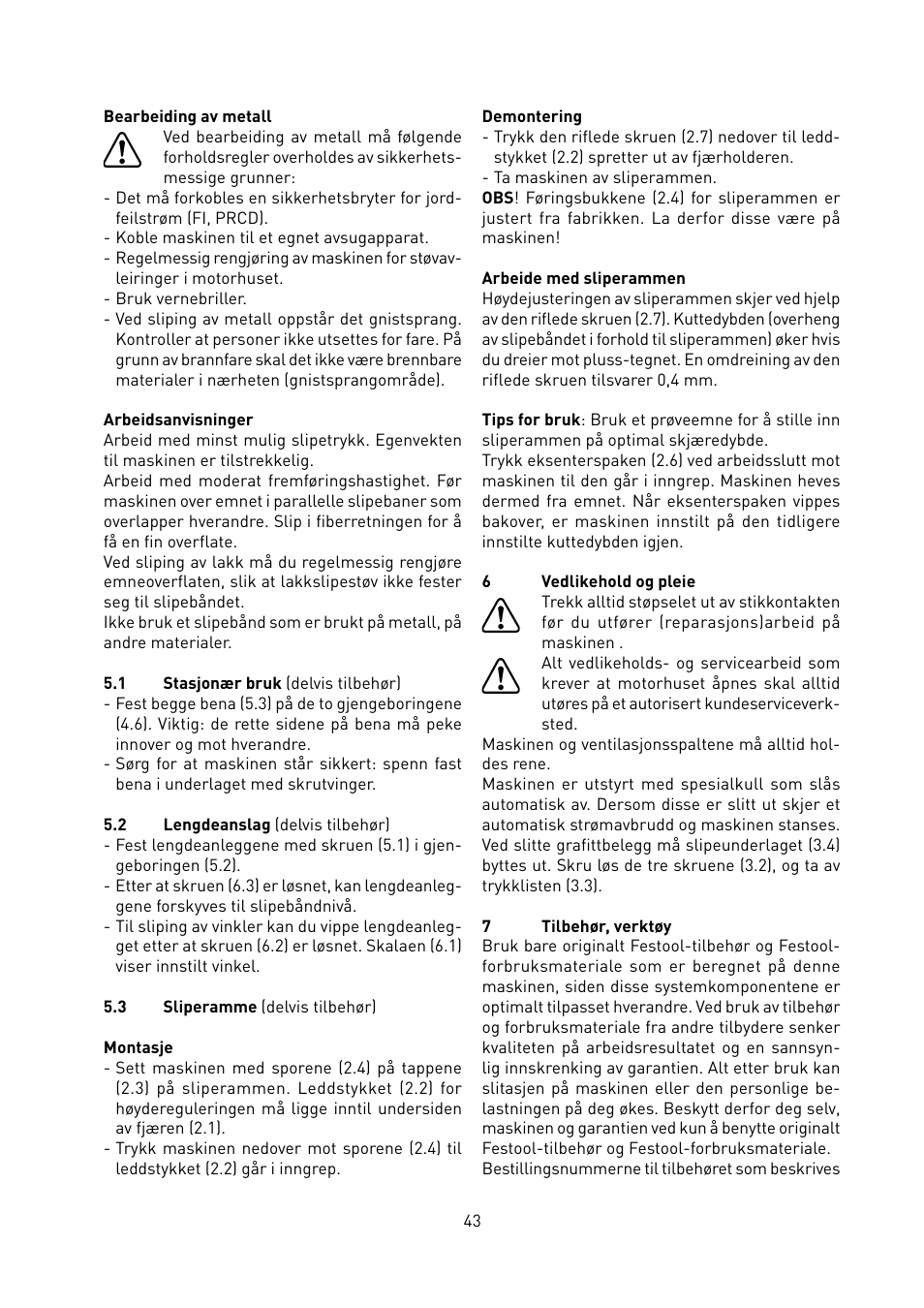 Festool BS 105 E User Manual | Page 44 / 63