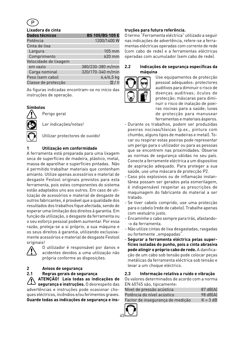 Festool BS 105 E User Manual | Page 46 / 63