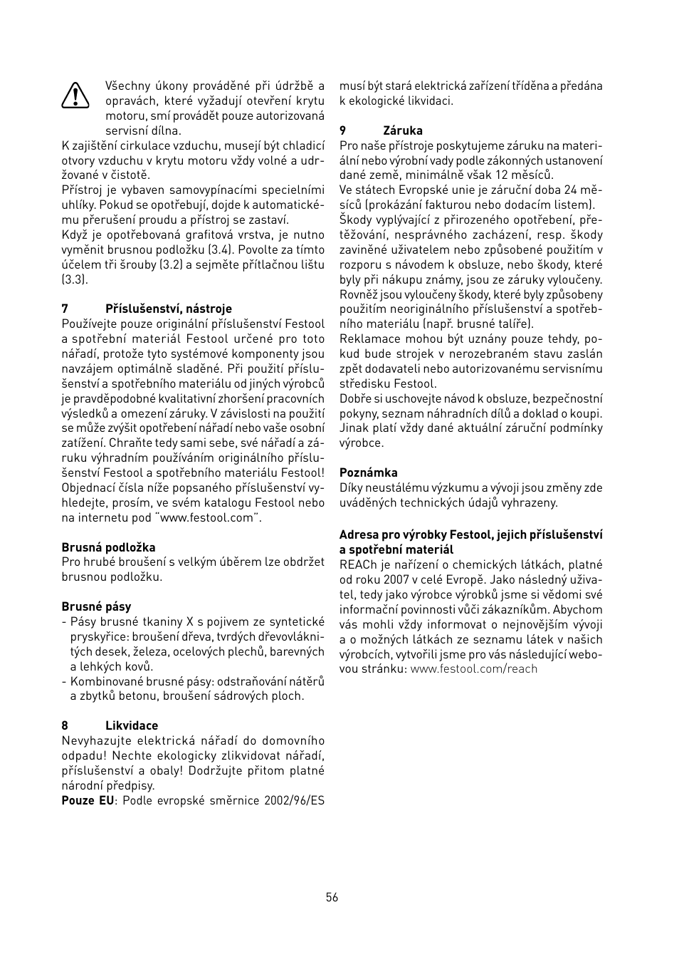 Festool BS 105 E User Manual | Page 57 / 63