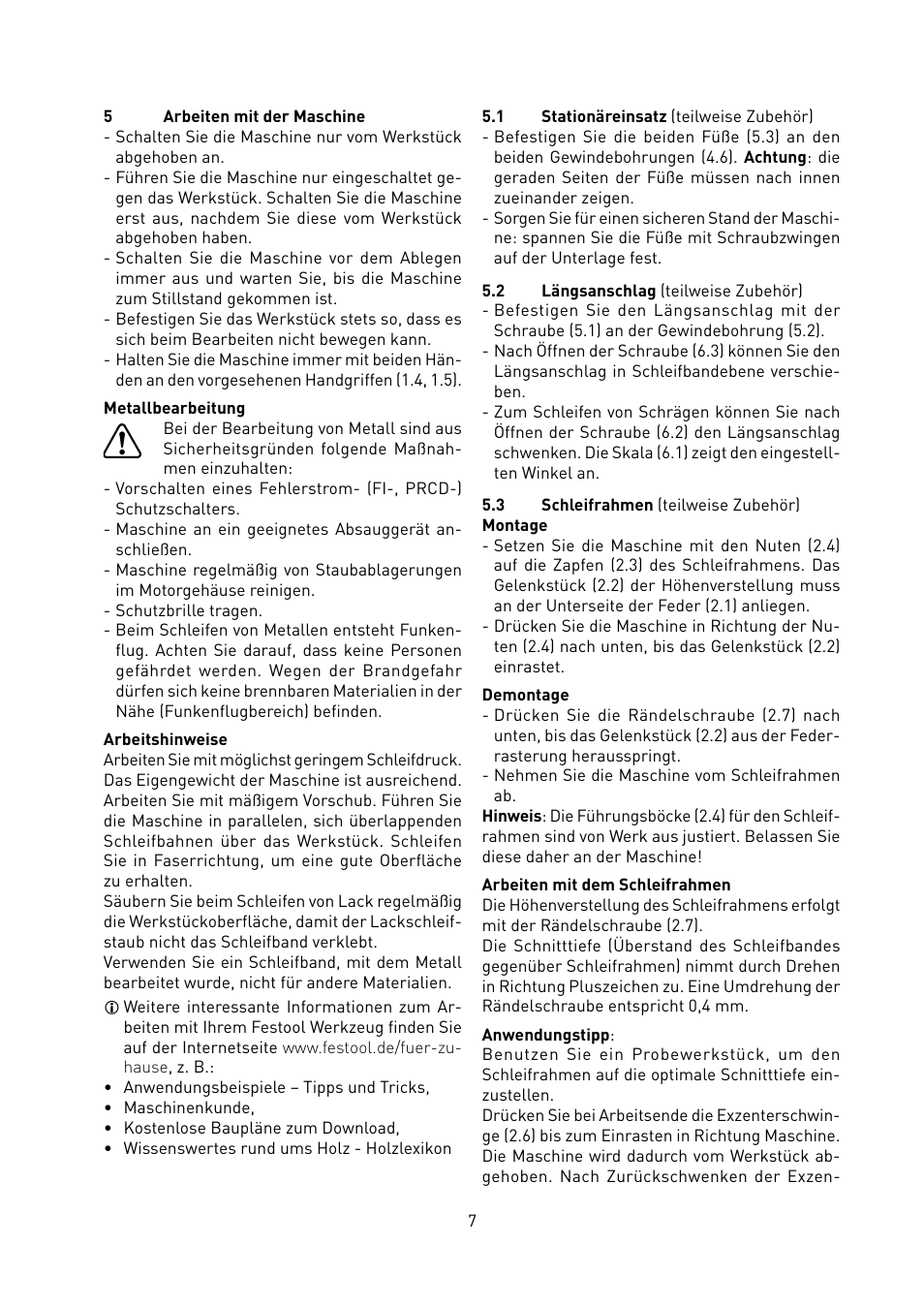 Festool BS 105 E User Manual | Page 8 / 63