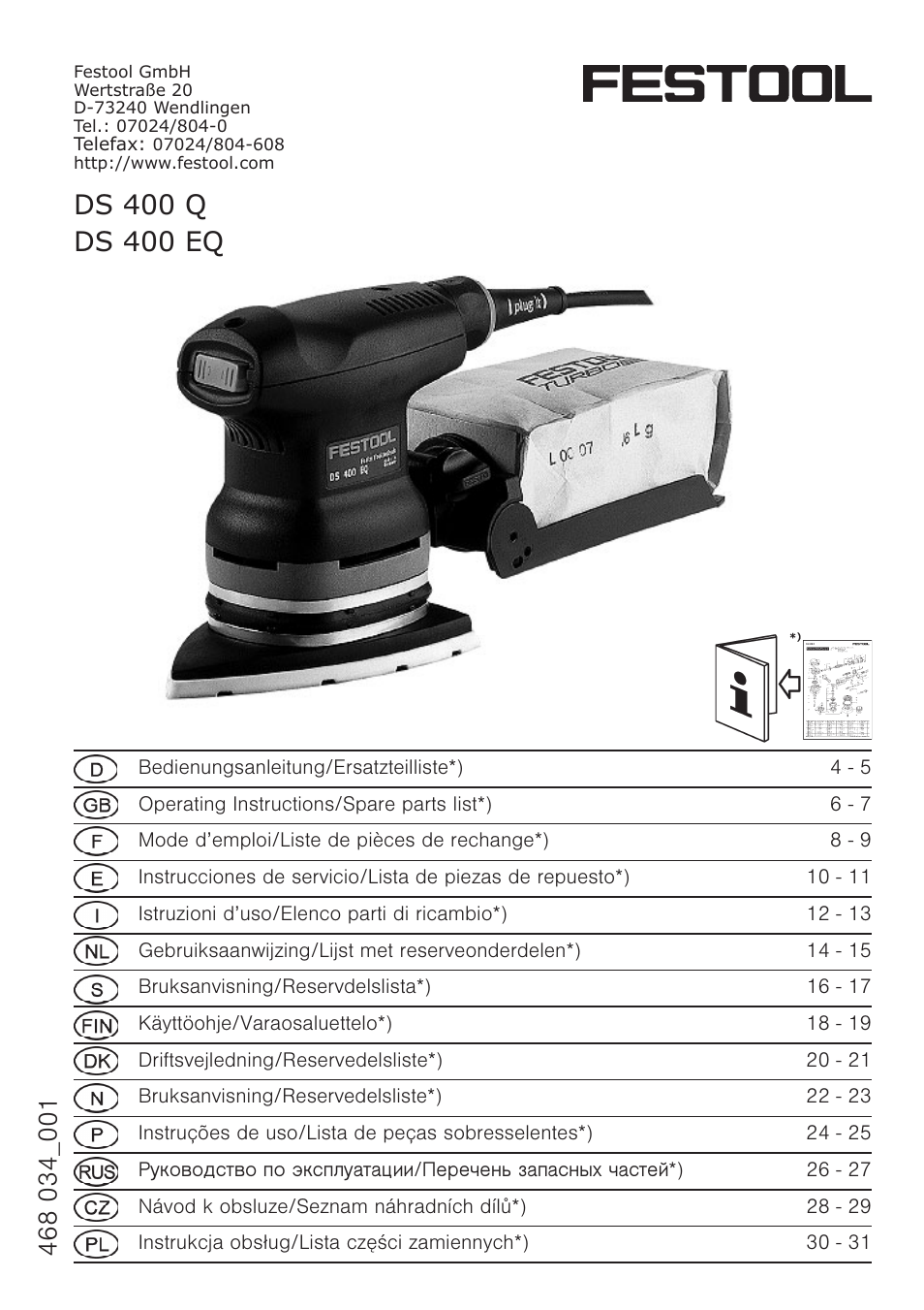 Festool DS 400 Q-EQ User Manual | 34 pages
