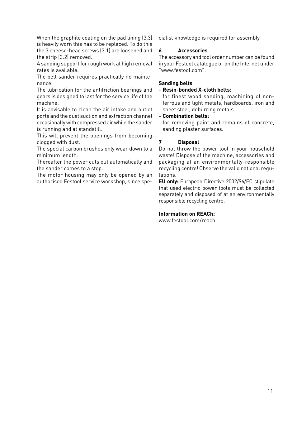 Festool BS 75 E User Manual | Page 11 / 60
