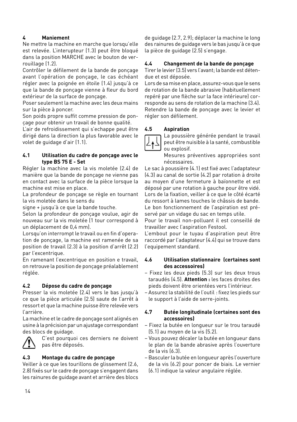 Festool BS 75 E User Manual | Page 14 / 60