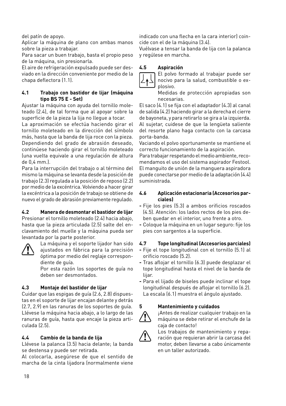 Festool BS 75 E User Manual | Page 18 / 60