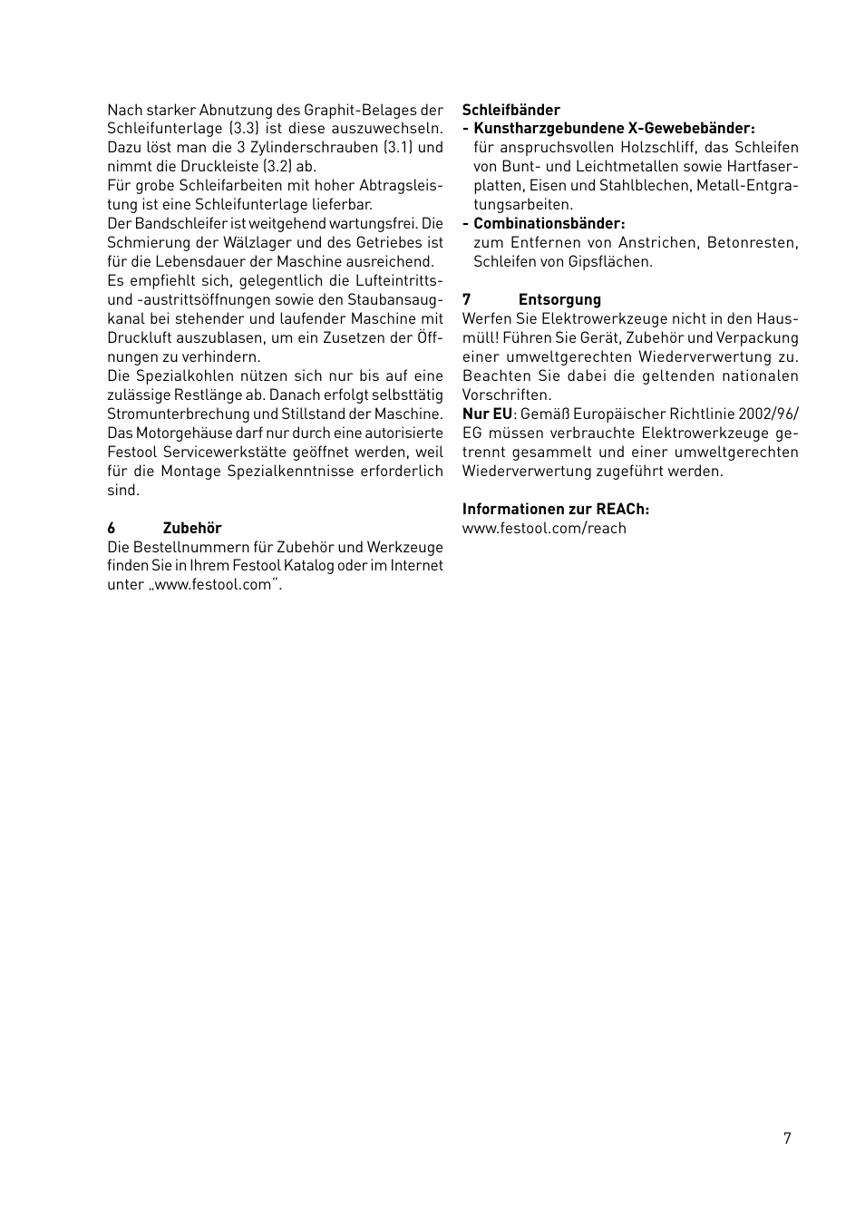 Festool BS 75 E User Manual | Page 7 / 60