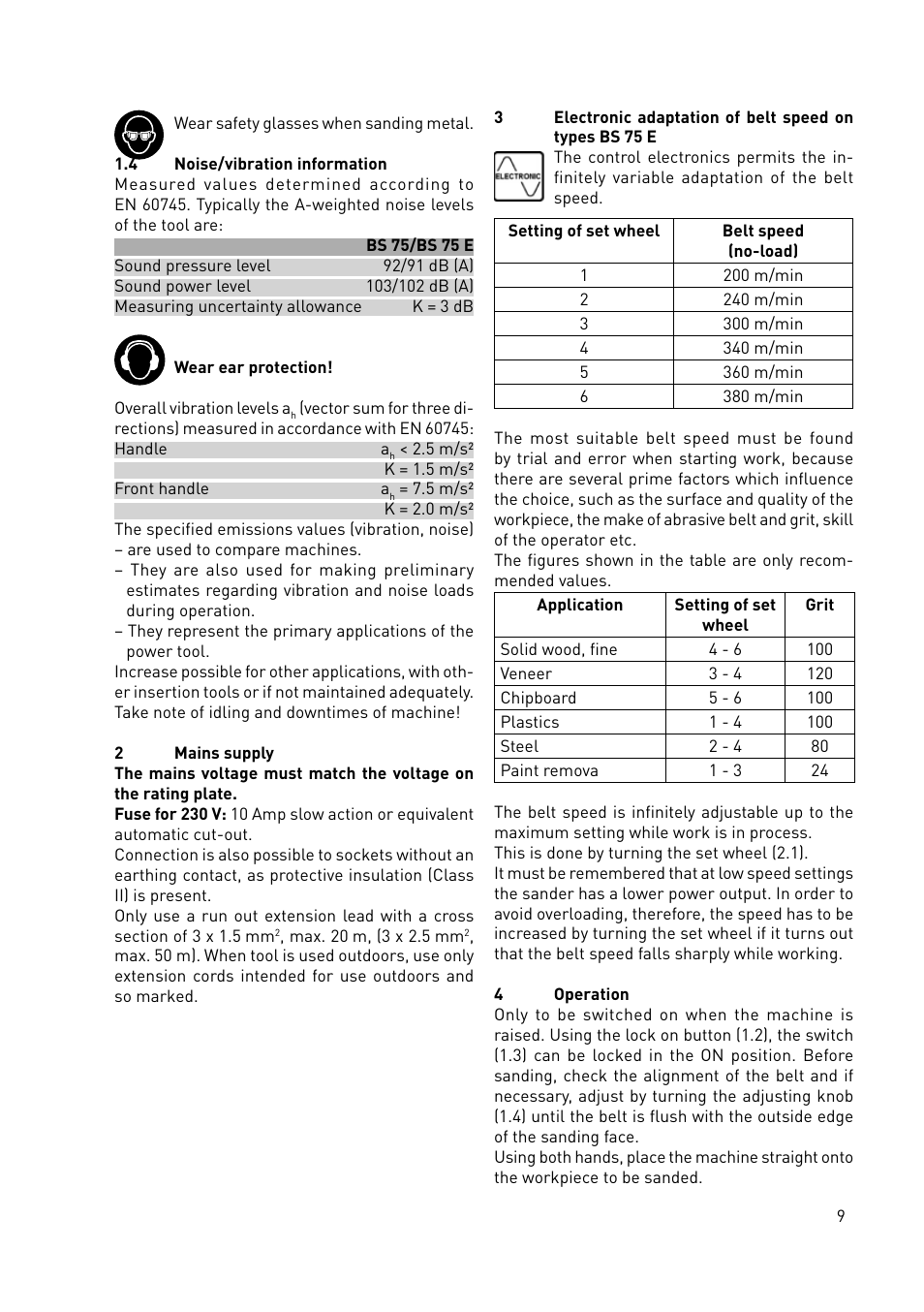 Festool BS 75 E User Manual | Page 9 / 60