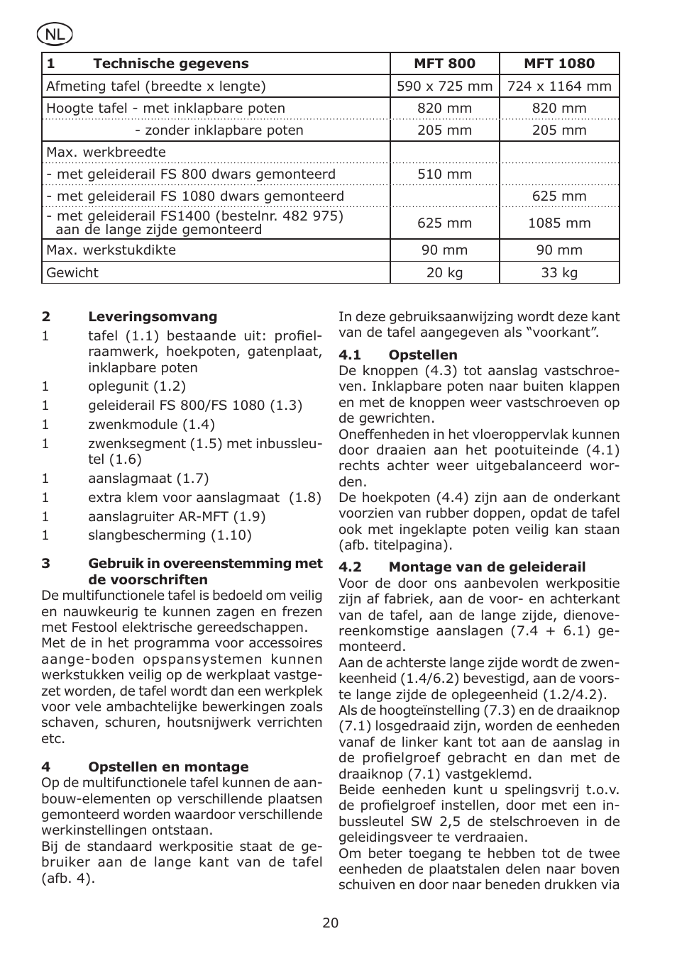 Festool MFT 1080 User Manual | Page 20 / 46