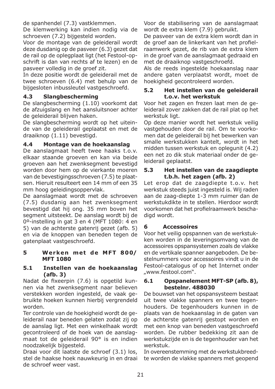 Festool MFT 1080 User Manual | Page 21 / 46