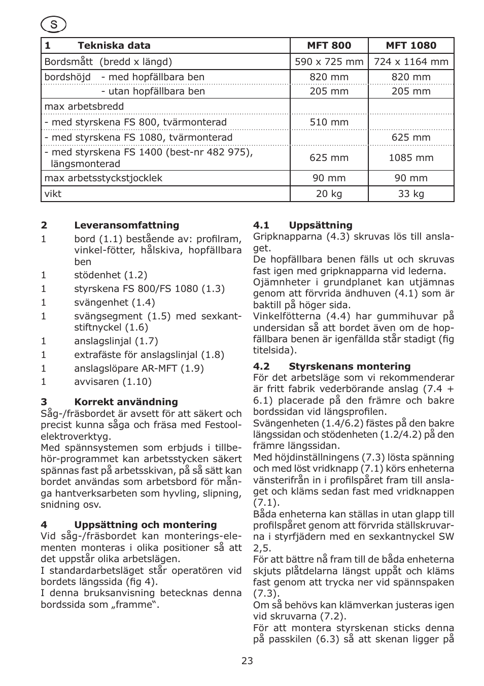 Festool MFT 1080 User Manual | Page 23 / 46