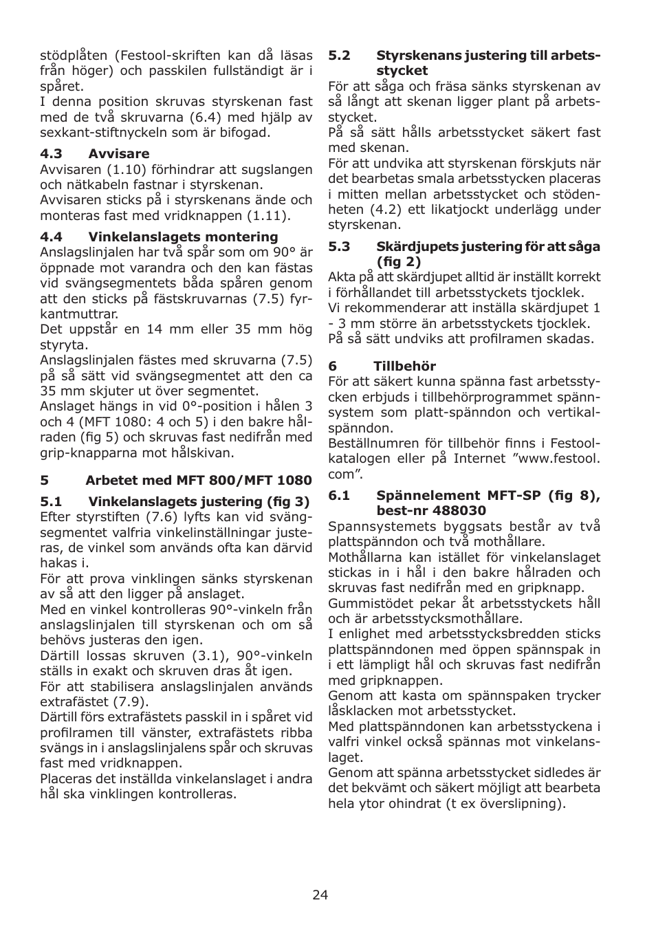 Festool MFT 1080 User Manual | Page 24 / 46