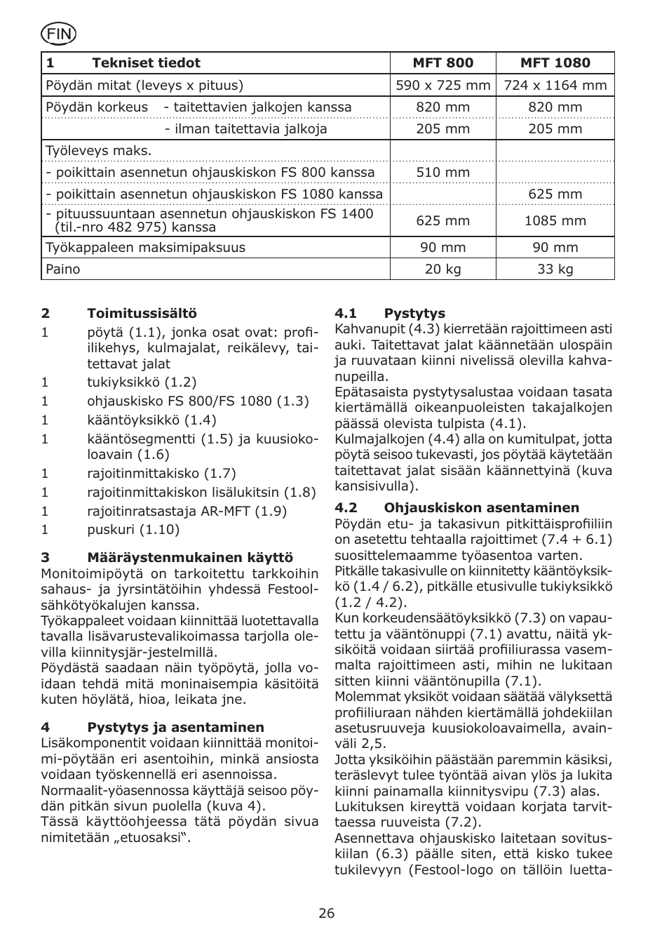 Festool MFT 1080 User Manual | Page 26 / 46