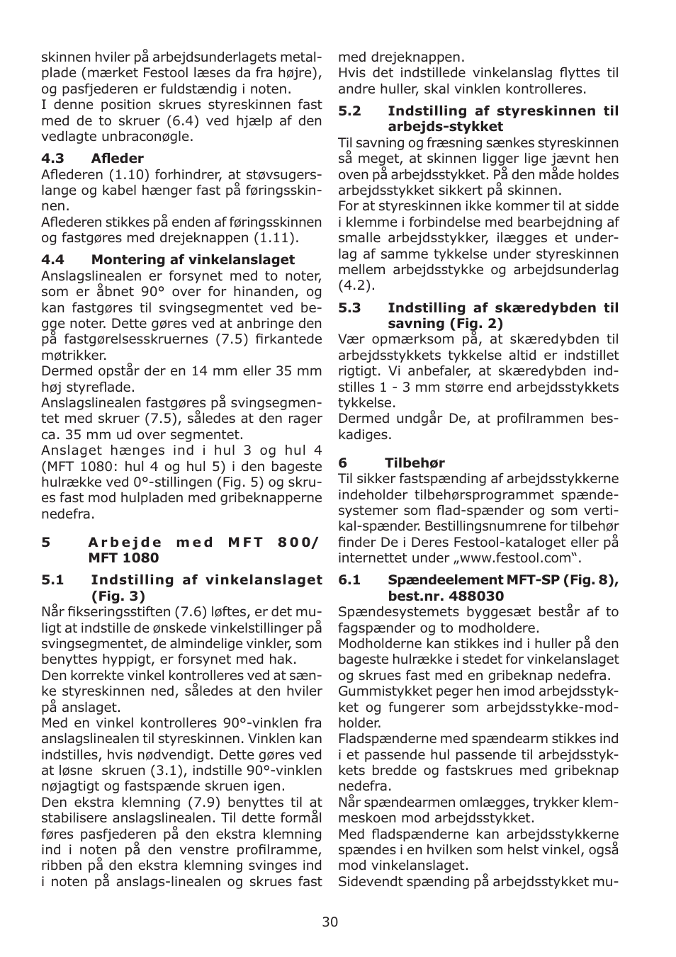 Festool MFT 1080 User Manual | Page 30 / 46