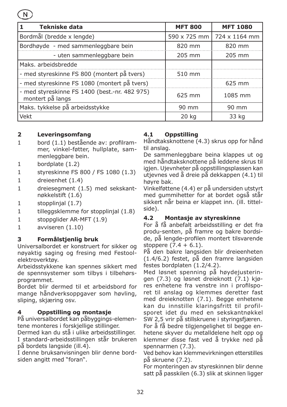 Festool MFT 1080 User Manual | Page 32 / 46
