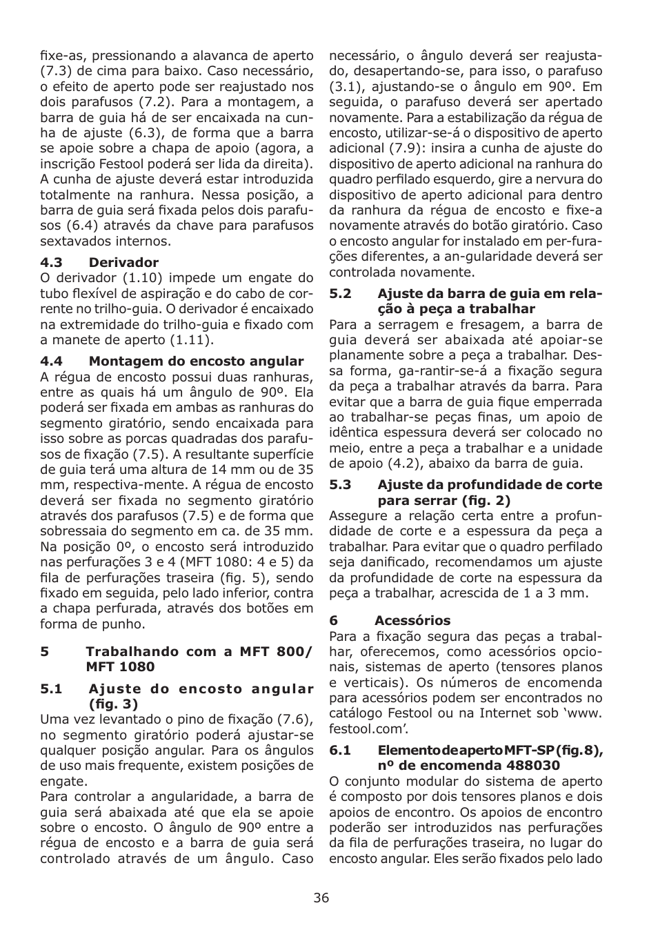 Festool MFT 1080 User Manual | Page 36 / 46