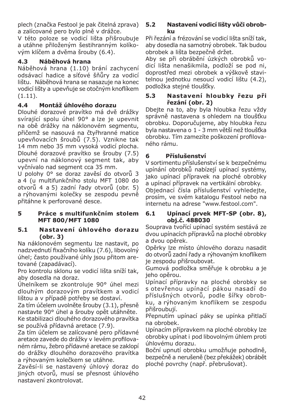 Festool MFT 1080 User Manual | Page 42 / 46